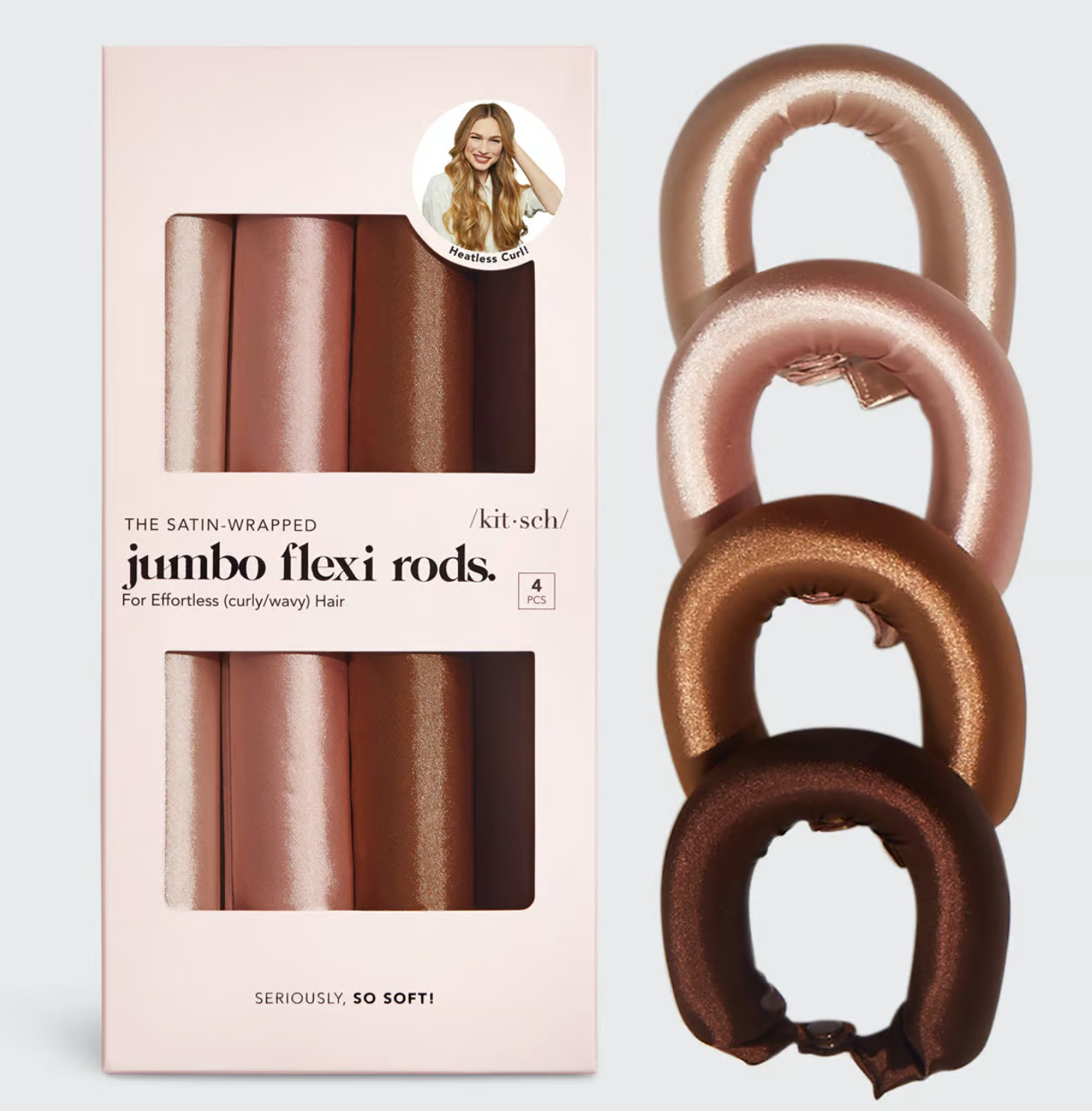 Satin Jumbo Flexi Rods 4pc - Rosewood