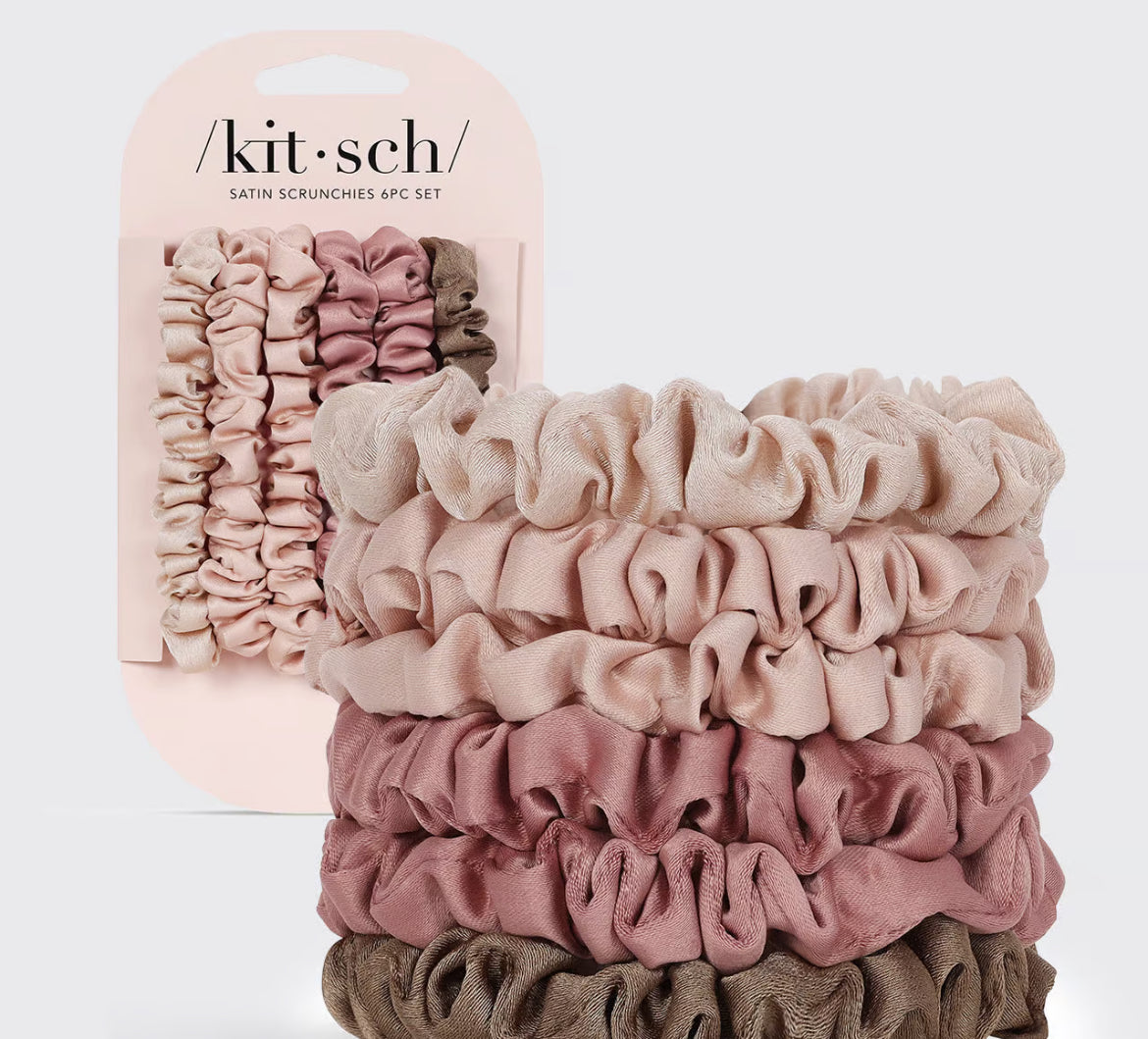 Ultra Petite Satin Scrunchies 6pc - Terracotta