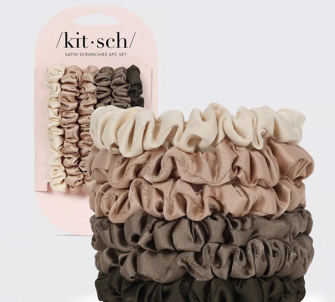 Ultra Petite Satin Scrunchies 6pc - Eucalyptus